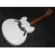 Custom Shop ES 333 Tom Delonge Signature Semi Hollow Body White Black Stripe Jazz Electric Guitar Double F Holes, Dot Inlay, Grover Tuners