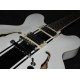 Custom Shop ES 333 Tom Delonge Signature Semi Hollow Body White Black Stripe Jazz Electric Guitar Double F Holes, Dot Inlay, Grover Tuners