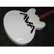 Custom Shop ES 333 Tom Delonge Signature Semi Hollow Body White Black Stripe Jazz Electric Guitar Double F Holes, Dot Inlay, Grover Tuners