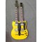 EDS 1275 Jimmy Page Led Zeppeli Gold Double Neck SG Electric Guitar 12+6 Strings, Claw Tailpiece, Split Parallelogram Inlays, Tuilp Tuners, Black Pickguard