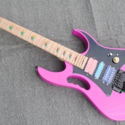 Custom Steve Vai 24 Frets 77 Pink Electric Guitar Scalloped Fingerboard & Pyramid Inlay,Floyd Rose Tremolo, Lions Claw Tremolo Cavity