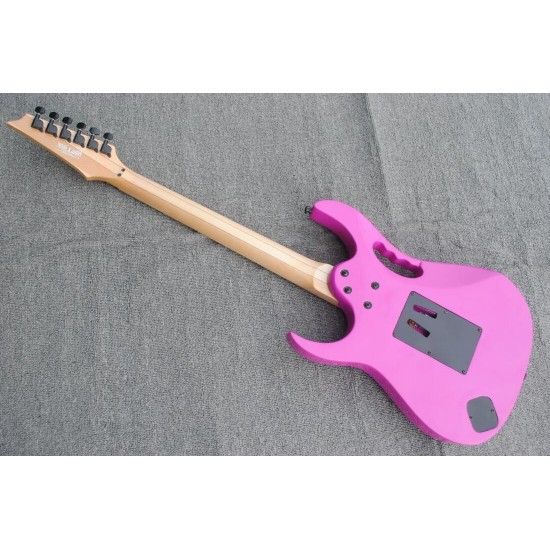 Custom Steve Vai 24 Frets 77 Pink Electric Guitar Scalloped Fingerboard & Pyramid Inlay,Floyd Rose Tremolo, Lions Claw Tremolo Cavity