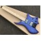 Custom 24 Frets Headless Boden Flame Maple Top Blue Electric Guitar Copy EMG Pickups, Tremolo Tailpiece, Black Hardware