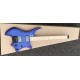 Custom 24 Frets Headless Boden Flame Maple Top Blue Electric Guitar Copy EMG Pickups, Tremolo Tailpiece, Black Hardware