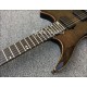 24 Frets Boden Burl Spalted Maple Top Black Headless Electric Guitars Wood Body Binding, China EMG Pickups, Tremolo Bridge