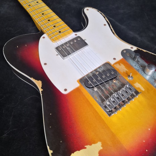 Rare Master built Andy Summers Tribute Heavy Relic Vintage Sunburst Tele TL Electric Guitar Active Wires, Boost Tuner H Switch to S Pickup