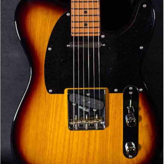 Custom Tobacco Sunburst Tele Electric Guitar Ash Body, Maple Neck & Fingerboard, White Pearl Dot Inlay, String Thru Body Bridge