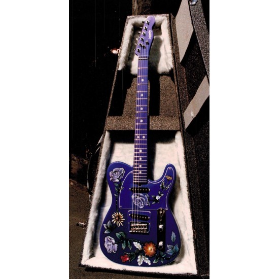 Super RARE Handwork Paint Prince Floral Tele Flower Blue TL Electric Guitar Tremolo Tailpiece, Chrome Hardware, White Dot Inlay