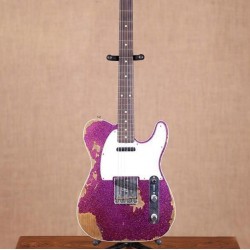 Masterbuilt Heavy Relic Big Sparkle Metallic Purple Tele Electric Guitar Alder Body, Maple Neck & Fretboard, 3 Saddle Bridge, Vintage Tuners