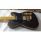 Custom Matte Black Telecaster Electric Guitar Yellow Binding Floyd Rose Tremolo Bridge Vintage Yellow Fingerboard Dot Inlay Black Pickguard