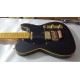 Custom Matte Black Telecaster Electric Guitar Yellow Binding Floyd Rose Tremolo Bridge Vintage Yellow Fingerboard Dot Inlay Black Pickguard