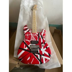 Wolf Eddie Edward Van Halen 5150 White Stripe Red Electric Guitar Floyd Rose Tremolo, Locking Nut, Maple Neck & Fingerboard, 1 Bridge Pickup