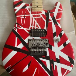 Wolf Eddie Edward Van Halen 5150 White Stripe Red Electric Guitar Floyd Rose Tremolo, Locking Nut, Maple Neck & Fingerboard, 1 Bridge Pickup