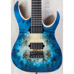 Rare 7 Strings Mayones Duell QATSI Natural Blue Burst Eye Poplar Top Electric Guitar 5 Ply Neck Ebony Fingerboard, Black Hardware Top Sale