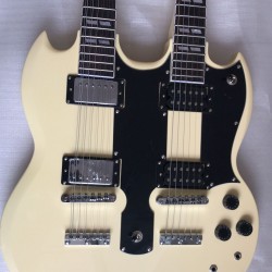 Custom Jimmy Page 12 & 6 strings 1275 Double Neck Led Zeppeli Page Cream White SG Electric Guitar 2 Different Pickups Special Tailpiece