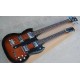 Custom Brown Sunburst 1275 Double Neck Electric Guitar & Electric Bass ,6 Strings Guitar & 4 Strings bass, Black Pickguard Chrome Hardware