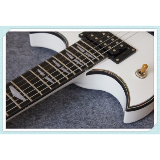 Custom Shop Johnna A YMH SG Double Cutaway Electric Guitar White Finished Abalone Body Binding Push/Pull Pot Gold Hardware Ebony Fingerboard