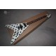 Custom Shop Randy Rhoads Polka Dot Flying V White & Black Dot Electric Guitar Floyd Rose Tremolo Blackback Headstock