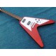 Custom Shop Wine Red Flying V Electric Guitar Mahogany Body, White Pickguard, Rosewood Fingerboard, Dot Inlay, Tuilp Tuners, Chrome Hardware