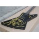 Super Rare Custom Shaped Gloss Black & Gold Carving Scroll Top Explorer Electric Guitar Gold Hardware