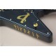 Super Rare Custom Shaped Gloss Black & Gold Carving Scroll Top Explorer Electric Guitar Gold Hardware