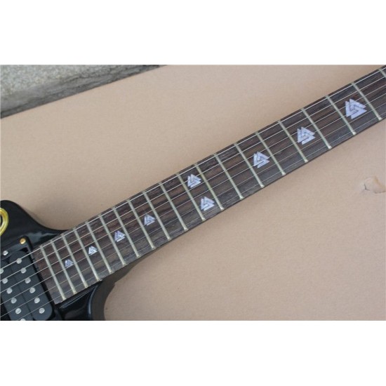 Super Rare Custom Shaped Gloss Black & Gold Carving Scroll Top Explorer Electric Guitar Gold Hardware