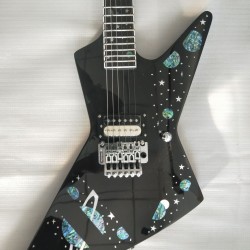 Rare Boris Dommenget Matthias Jabs Scorpions Galaxy Explorer White Diamond Electric Guitar Floyd Rose Tremolo, Abalone Stars & Planets Inlay