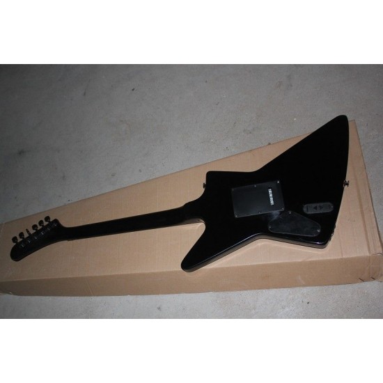 Custom James Hetfield Black Explorer Electric Guitar Split Parallelogram MOP Fingerboard Inlay EMG Active Pickups 9V Battery Black Hardware