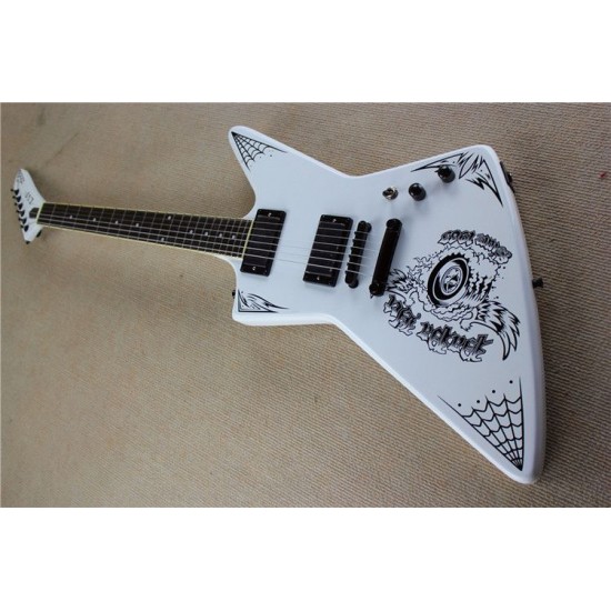 Super Rare Custom LTD replicatedJames Hetfield Metallica MX 250 Papa Het White Explorer Elctric Guitar Active EMG Pickups 9V battery box