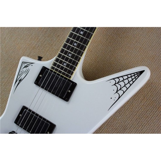 Super Rare Custom LTD replicatedJames Hetfield Metallica MX 250 Papa Het White Explorer Elctric Guitar Active EMG Pickups 9V battery box