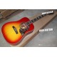 Spruce Top 41 Inches Humming Cherry Sunburst Vintage Acoustic Electric Guitar, Split Parallelogram Inlay, Red Pickguard, Fishman Pickups