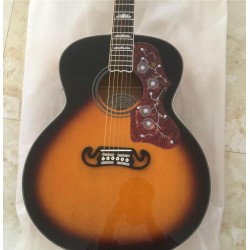 Custom Shop 43 inch Jumbo Tobacco Sunburst J200 Electric Acoustic Guitar Red Wine Turtle Pickguard, Grover Tuners, Copy Fishman Pickup