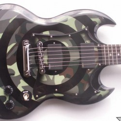 Custom Shop Double Cutaway SG Zakk Wylde Camouflage & Black Bullseye Electric Guitar Copy EMG Pickups, Chrome Hardware, Drop Shipping