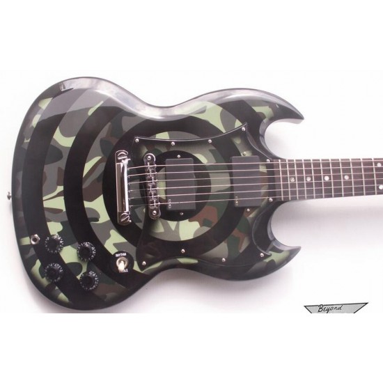 Custom Shop Double Cutaway SG Zakk Wylde Camouflage & Black Bullseye Electric Guitar Copy EMG Pickups, Chrome Hardware, Drop Shipping