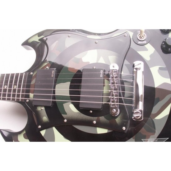 Custom Shop Double Cutaway SG Zakk Wylde Camouflage & Black Bullseye Electric Guitar Copy EMG Pickups, Chrome Hardware, Drop Shipping