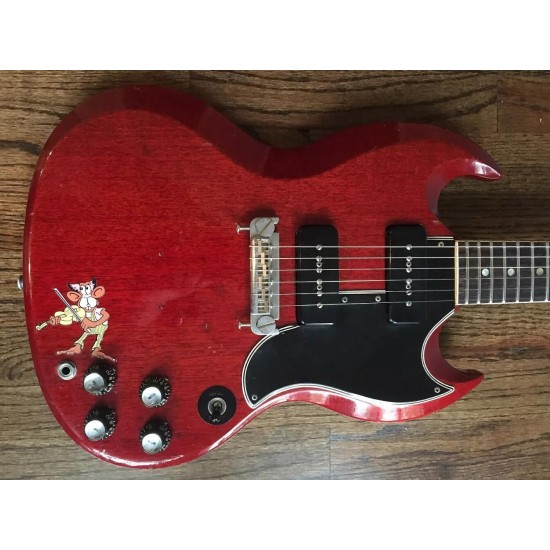 1965 Hard Rock Black Sabbath Tony Iommi Signed Legendary Vintage Cheery Red SG Monkey Electric Guitar Black P 90 Pickups, Wrap Around Bridge