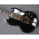 Custom Double Cutaway Gloss Black SG Electric Guitar 3 Humbuckers Pickups, Bigs Tremolo Bridge, Gold Hardware, White Pickguard, Grover Tuner