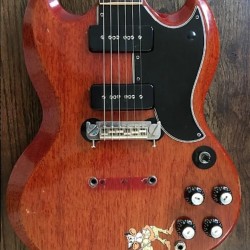 1964 Hard Rock Black Sabbath Tony Iommi Signed Legendary Vintage Cheery Red SG Monkey Electric Guitar Black P 90 Pickups, Wrap Around Bridge