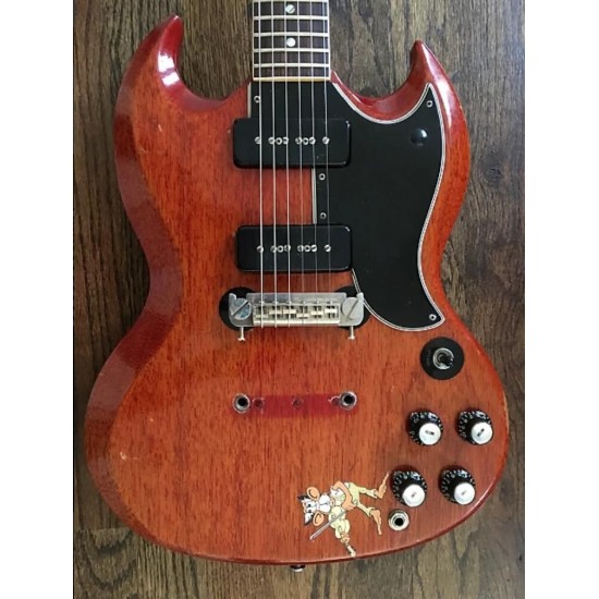 1964 Hard Rock Black Sabbath Tony Iommi Signed Legendary Vintage Cheery Red SG Monkey Electric Guitar Black P 90 Pickups, Wrap Around Bridge