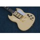 Custom Limited Vintage White Cream SG 400 Double Cutaway Electric Guitar Dual 3 Humbucker Pickups White MOP Trapezoid Inlay