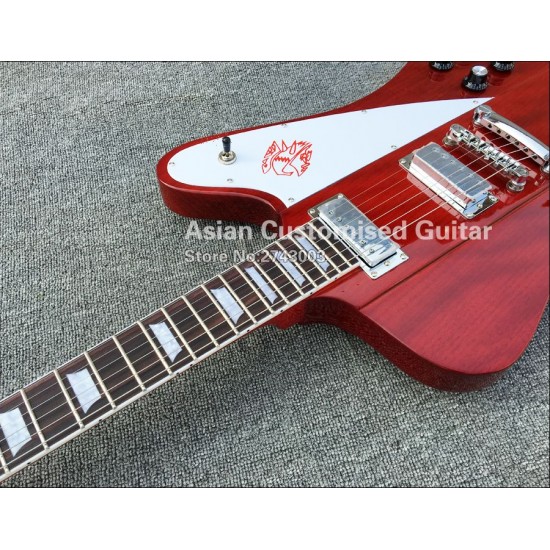 Custom VOS Firebird Thunderbird Transparent Red Electric Guitar Mini Humbucker pickups Chrome hardware Trapezoid MOP Fingerboard Inlay