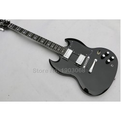 Top Quality Custom 24 frets Ebony Fretboard Guitar Tony Iommi Signature SG Electric Guitar Black Lacquer