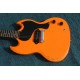 Custom Shop 1968 Heavy Relic Worn SG Double Cutaway Orange Electric Guitar Black P90 Pickup Black Pickguard One Piece Bridge Tailpiece