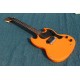 Custom Shop 1968 Heavy Relic Worn SG Double Cutaway Orange Electric Guitar Black P90 Pickup Black Pickguard One Piece Bridge Tailpiece