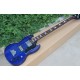 Custom Double Cutaway 4 Strings Blue SG Electric Bass Guitar Chrome Hardware Triangle MOP Trapeziod Fingerboard Inlay Awesome China Guitars