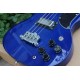 Custom Double Cutaway 4 Strings Blue SG Electric Bass Guitar Chrome Hardware Triangle MOP Trapeziod Fingerboard Inlay Awesome China Guitars