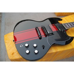 Custom Shop Rare Slash SG Guitar Black & Red Stripe Electric Guitar EMG Pickups Black Hardware White Pearl Block Fingerboard Inlay