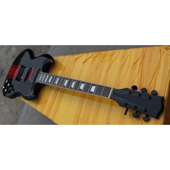 Custom Shop Rare Slash SG Guitar Black & Red Stripe Electric Guitar EMG Pickups Black Hardware White Pearl Block Fingerboard Inlay