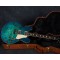 Custom Memphis 335 Semi Hollow Body Figured Aquamarine Green Jazz Electric Guitar Flame Maple Top & Side & Back, Block Inlay, Double F Holes