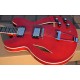 Custom Dave GrohlDG335 Red Crimson Hollow Body Memphis Trini Jazz Electric Guitar Metal Tailpiece Double Diamond Holes Split Diamond Inlay